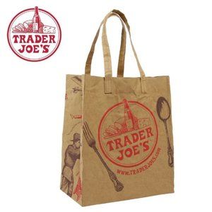 (2) NEW Trader Joe's Washable Paper Grocery Bag Eco Friendly Supernatural Paper